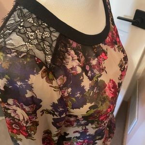 Sheer floral sweatshirt style top